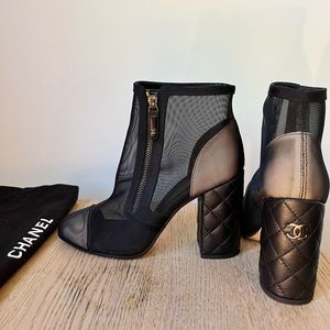 Chanel Boots- Mesh Grosgrain Toe Short Boots